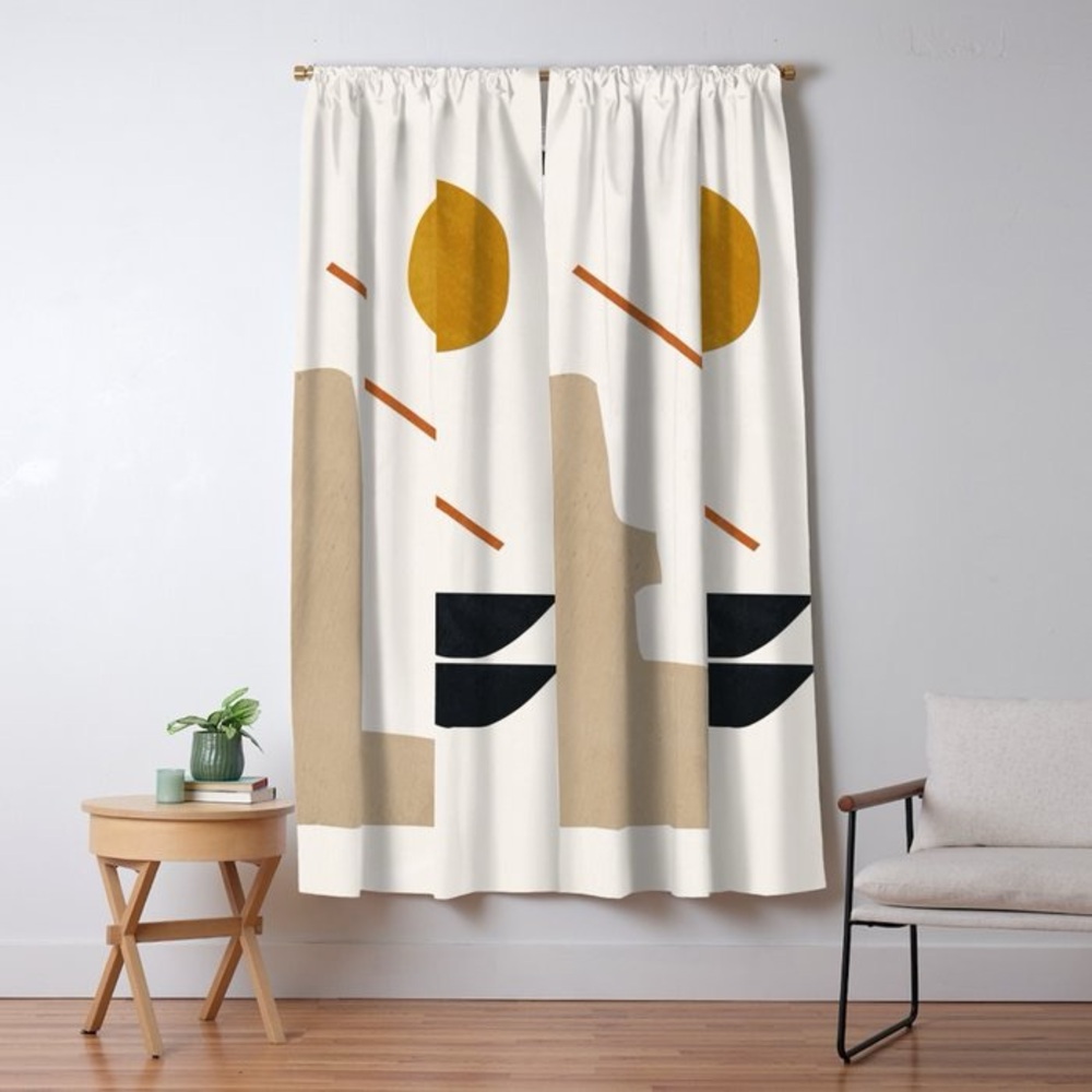 Blackout Curtain Panel - Abstract Geometric Pattern - Picture 2 of 2